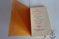 Umělecká knižní vazba z roku 1913, vázal Ludvík Bradáč. Titul: Karel Havlíček Borovský, Brixenské básně.