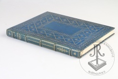 Umělecká knižní vazba, celokožená, vázal Jenda Rajman 1928. Titul: J.A.Comenii, Angelus Pacis